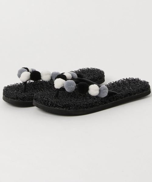 KUSTOM(カスタム)の「KUSTOM レディース ANGEL POMPON サンダル/ビーサン ビーチサンダル(サンダル・レディース・マルチ/ブラック・23.5cm/24.5cm/25.5cm)」の1枚目の写真