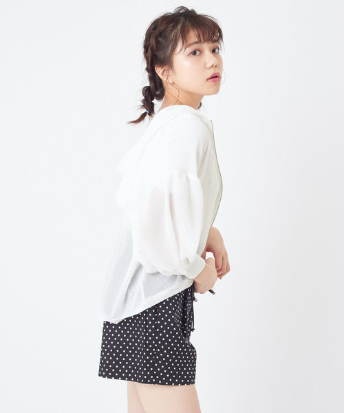 OLIVE des OLIVE(オリーブデオリーブ)の「透けシフォンパーカー(ブルゾン・レディース・オフホワイト/ピンク/ネイビー・FREE)」の7枚目の写真