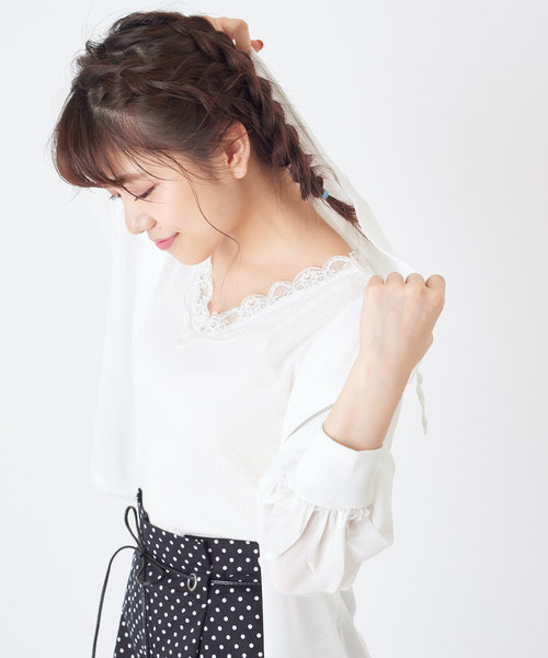 OLIVE des OLIVE(オリーブデオリーブ)の「透けシフォンパーカー(ブルゾン・レディース・オフホワイト/ピンク/ネイビー・FREE)」の11枚目の写真