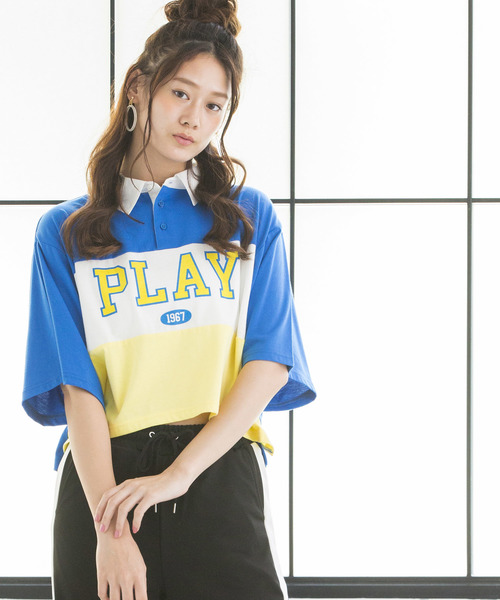 WEGO（ウィゴー）の「WEGO/ロゴプリントラガーTシャツ（Tシャツ/カットソー・レディース・レッド/ブラック/グリーン/ブルー・FREE）」の4枚目の写真