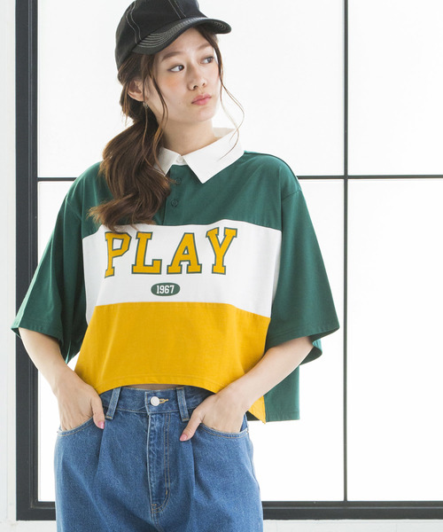 WEGO（ウィゴー）の「WEGO/ロゴプリントラガーTシャツ（Tシャツ/カットソー・レディース・レッド/ブラック/グリーン/ブルー・FREE）」の3枚目の写真