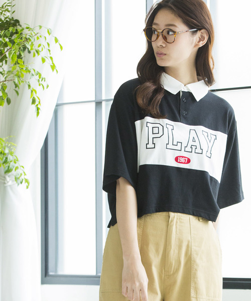 WEGO（ウィゴー）の「WEGO/ロゴプリントラガーTシャツ（Tシャツ/カットソー・レディース・レッド/ブラック/グリーン/ブルー・FREE）」の2枚目の写真