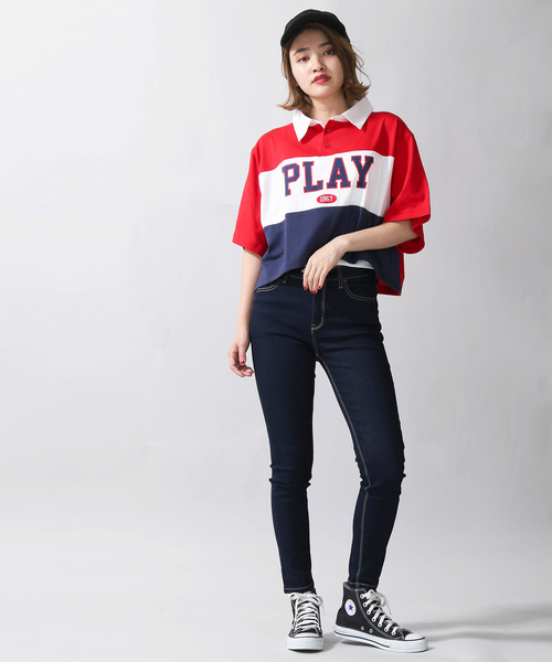 WEGO（ウィゴー）の「WEGO/ロゴプリントラガーTシャツ（Tシャツ/カットソー・レディース・レッド/ブラック/グリーン/ブルー・FREE）」の12枚目の写真