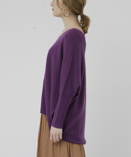 Liesse(リエス)の「ウールカシミヤ変形ビッグプルオーバーニット(ニット/セーター・レディース・パープル/オフホワイト/ベージュ系その他/ブルー系その他/ダークネイビー・FREE)」の18枚目の写真