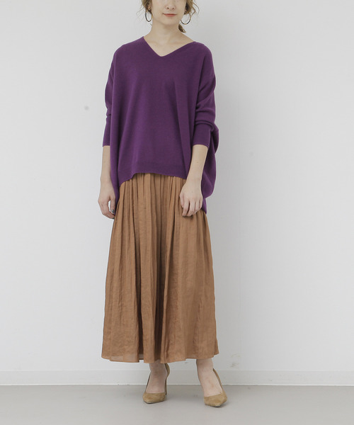 Liesse(リエス)の「ウールカシミヤ変形ビッグプルオーバーニット(ニット/セーター・レディース・パープル/オフホワイト/ベージュ系その他/ブルー系その他/ダークネイビー・FREE)」の22枚目の写真