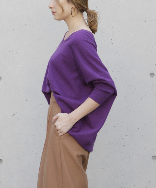 Liesse(リエス)の「ウールカシミヤ変形ビッグプルオーバーニット(ニット/セーター・レディース・パープル/オフホワイト/ベージュ系その他/ブルー系その他/ダークネイビー・FREE)」の13枚目の写真