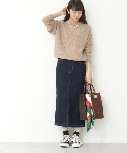 N.（N. Natural Beauty Basic）（エヌエヌナチュラルビューティーベーシック）の「◆ラムウールⅡケーブルニット（ニット/セーター・レディース・ホワイト/ベージュ/ネイビー/レッド・MEDIUM）」の20枚目の写真