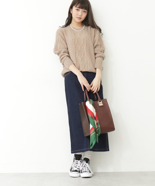 N.（N. Natural Beauty Basic）（エヌエヌナチュラルビューティーベーシック）の「◆ラムウールⅡケーブルニット（ニット/セーター・レディース・ホワイト/ベージュ/ネイビー/レッド・MEDIUM）」の11枚目の写真