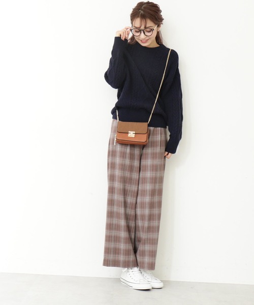 N.（N. Natural Beauty Basic）（エヌエヌナチュラルビューティーベーシック）の「◆ラムウールⅡケーブルニット（ニット/セーター・レディース・ホワイト/ベージュ/ネイビー/レッド・MEDIUM）」の12枚目の写真