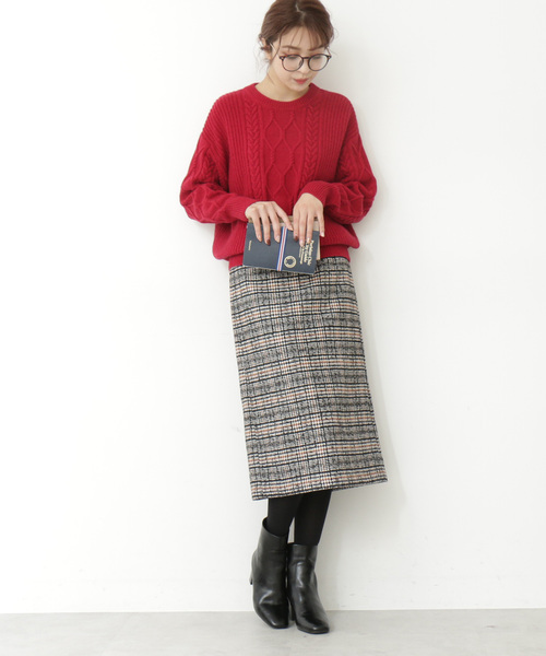 N.（N. Natural Beauty Basic）（エヌエヌナチュラルビューティーベーシック）の「◆ラムウールⅡケーブルニット（ニット/セーター・レディース・ホワイト/ベージュ/ネイビー/レッド・MEDIUM）」の15枚目の写真