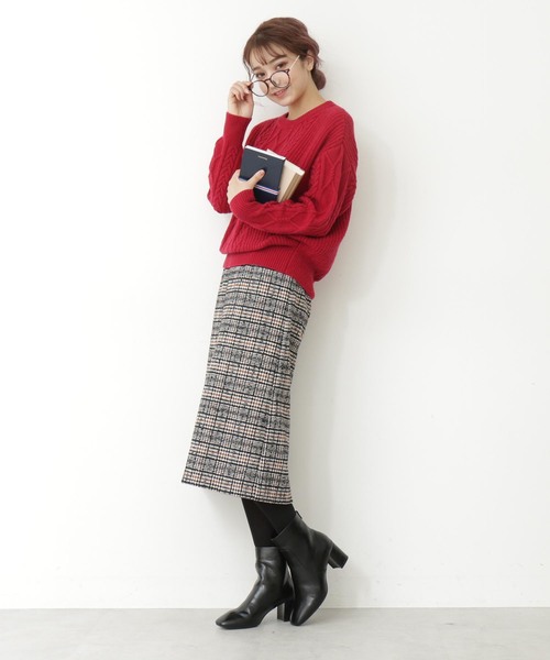 N.（N. Natural Beauty Basic）（エヌエヌナチュラルビューティーベーシック）の「◆ラムウールⅡケーブルニット（ニット/セーター・レディース・ホワイト/ベージュ/ネイビー/レッド・MEDIUM）」の16枚目の写真