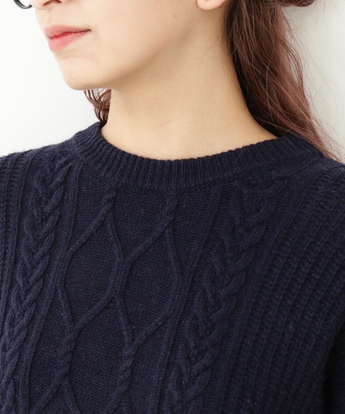 N.（N. Natural Beauty Basic）（エヌエヌナチュラルビューティーベーシック）の「◆ラムウールⅡケーブルニット（ニット/セーター・レディース・ホワイト/ベージュ/ネイビー/レッド・MEDIUM）」の10枚目の写真