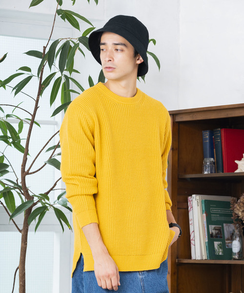 WEGO(ウィゴー)の「WEGO/サイドスリット畦編みニット(ニット/セーター・メンズ・ホワイト/ブラック/マスタード/ブルー系その他/ネイビー/ダークオレンジ・SMALL/MEDIUM/LARGE)」の14枚目の写真