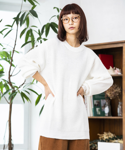 WEGO(ウィゴー)の「WEGO/サイドスリット畦編みニット(ニット/セーター・メンズ・ホワイト/ブラック/マスタード/ブルー系その他/ネイビー/ダークオレンジ・SMALL/MEDIUM/LARGE)」の7枚目の写真