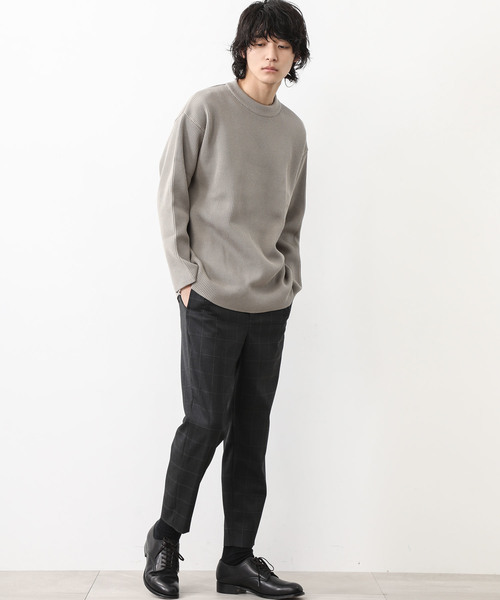 STUDIOUS（ステュディオス）の「【STUDIOUS】プレミアム畔編みクルーネックニット（ニット/セーター・メンズ・オフホワイト/グレイッシュベージュ/ダークグレー・1/2/3）」の6枚目の写真