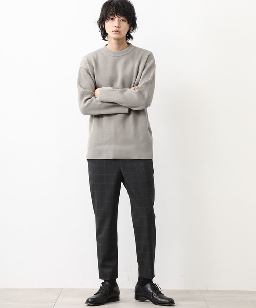 STUDIOUS（ステュディオス）の「【STUDIOUS】プレミアム畔編みクルーネックニット（ニット/セーター・メンズ・オフホワイト/グレイッシュベージュ/ダークグレー・1/2/3）」の8枚目の写真