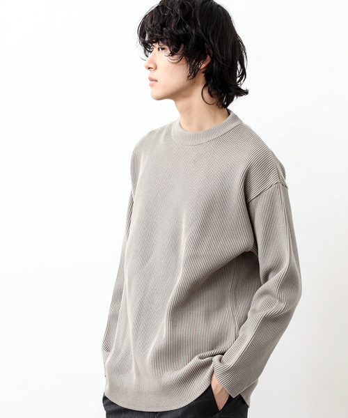 STUDIOUS（ステュディオス）の「【STUDIOUS】プレミアム畔編みクルーネックニット（ニット/セーター・メンズ・オフホワイト/グレイッシュベージュ/ダークグレー・1/2/3）」の12枚目の写真