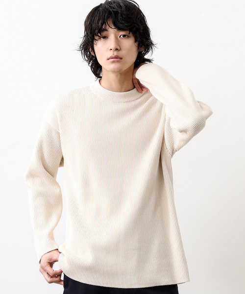 STUDIOUS（ステュディオス）の「【STUDIOUS】プレミアム畔編みクルーネックニット（ニット/セーター・メンズ・オフホワイト/グレイッシュベージュ/ダークグレー・1/2/3）」の9枚目の写真