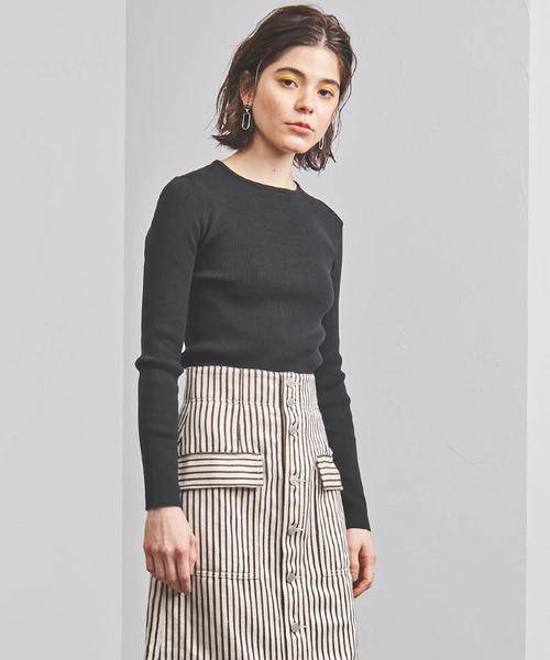 UNITED ARROWS（ユナイテッドアローズ）の「UWCB C SUVIN リブ クルーネックニット◆（ニット/セーター・レディース・オフホワイト/ライム/ブラック/ベージュ・フリー）」の3枚目の写真