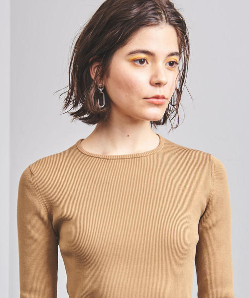 UNITED ARROWS（ユナイテッドアローズ）の「UWCB C SUVIN リブ クルーネックニット◆（ニット/セーター・レディース・オフホワイト/ライム/ブラック/ベージュ・フリー）」の9枚目の写真