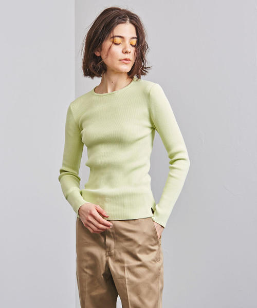 UNITED ARROWS（ユナイテッドアローズ）の「UWCB C SUVIN リブ クルーネックニット◆（ニット/セーター・レディース・オフホワイト/ライム/ブラック/ベージュ・フリー）」の13枚目の写真