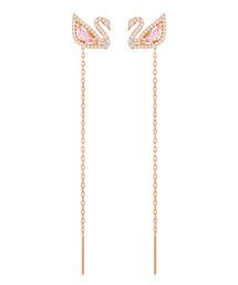 SWAROVSKI（スワロフスキー）の「【公式】【スワロフスキー】Swan ドロップピアス, スワン, ピンク, ローズゴールドトーン・プレーティング（ピアス（両耳用）・レディース）」