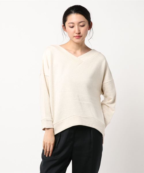 AMERICAN HOLIC（アメリカンホリック）の「ソフト裏毛Vネックコクーンプルオーバー（Tシャツ/カットソー・レディース・ホワイト系その他/グレー系その他/チャコールグレー・L/M）」の3枚目の写真