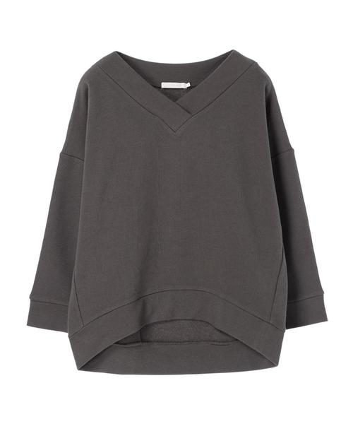 AMERICAN HOLIC（アメリカンホリック）の「ソフト裏毛Vネックコクーンプルオーバー（Tシャツ/カットソー・レディース・ホワイト系その他/グレー系その他/チャコールグレー・L/M）」の7枚目の写真