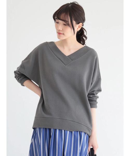 AMERICAN HOLIC（アメリカンホリック）の「ソフト裏毛Vネックコクーンプルオーバー（Tシャツ/カットソー・レディース・ホワイト系その他/グレー系その他/チャコールグレー・L/M）」の13枚目の写真
