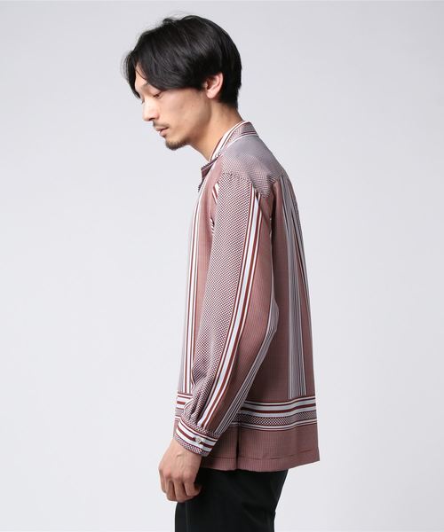 MAISON SPECIAL（メゾンスペシャル）の「パッチワークパネルプリントオーバーサイズオープンカラーシャツ【MAISON SPECIAL/メゾンスペシャル】（シャツ/ブラウス・メンズ・ブラウン/ラベンダー・44/46）」の3枚目の写真