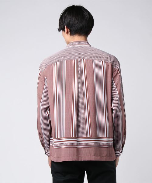 MAISON SPECIAL（メゾンスペシャル）の「パッチワークパネルプリントオーバーサイズオープンカラーシャツ【MAISON SPECIAL/メゾンスペシャル】（シャツ/ブラウス・メンズ・ブラウン/ラベンダー・44/46）」の4枚目の写真