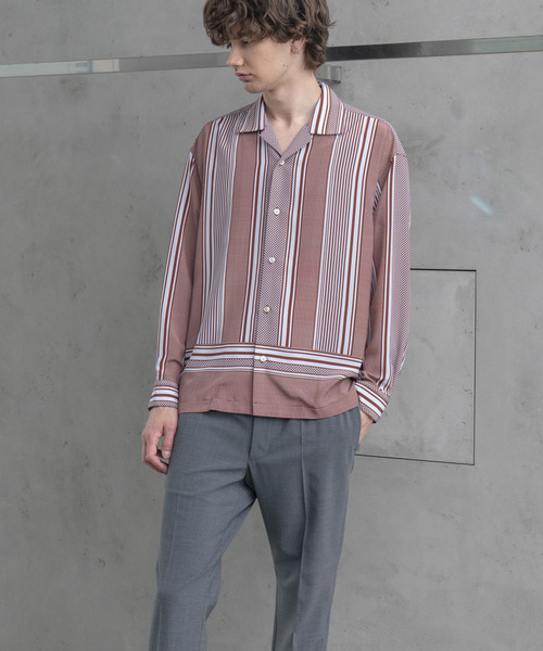 MAISON SPECIAL（メゾンスペシャル）の「パッチワークパネルプリントオーバーサイズオープンカラーシャツ【MAISON SPECIAL/メゾンスペシャル】（シャツ/ブラウス・メンズ・ブラウン/ラベンダー・44/46）」の8枚目の写真