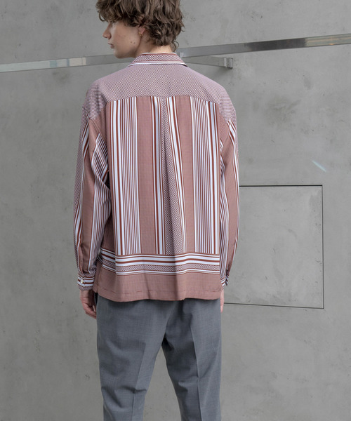 MAISON SPECIAL（メゾンスペシャル）の「パッチワークパネルプリントオーバーサイズオープンカラーシャツ【MAISON SPECIAL/メゾンスペシャル】（シャツ/ブラウス・メンズ・ブラウン/ラベンダー・44/46）」の6枚目の写真