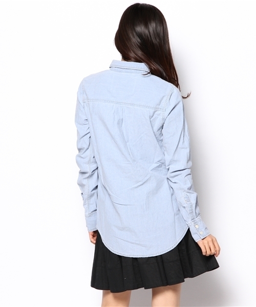 goa（ゴア）の「ハードウォッシュダンガリーシャツ（シャツ/ブラウス・レディース・ホワイト/ブルー・FREE）」の6枚目の写真