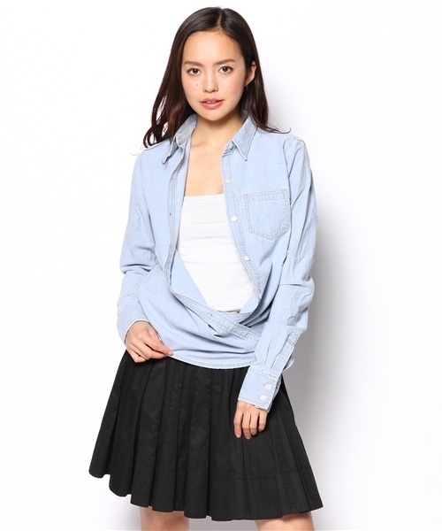 goa（ゴア）の「ハードウォッシュダンガリーシャツ（シャツ/ブラウス・レディース・ホワイト/ブルー・FREE）」の7枚目の写真