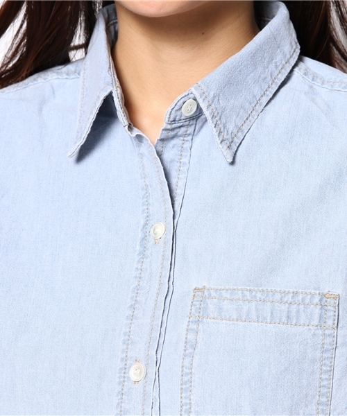 goa（ゴア）の「ハードウォッシュダンガリーシャツ（シャツ/ブラウス・レディース・ホワイト/ブルー・FREE）」の8枚目の写真