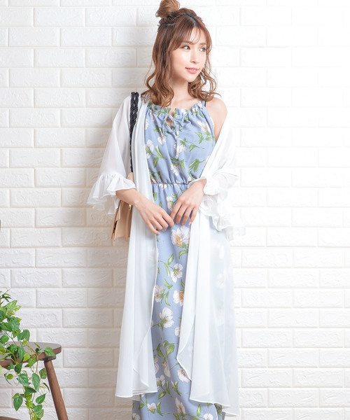 セール ベルスリーブシフォンフリルｕｖケアロングガウン カーディガン ボレロ Primazel プリマゼル のファッション通販 Zozotown