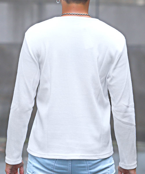 LUXSTYLE(ラグスタイル)の「ワッフル長袖Tシャツ(Tシャツ/カットソー・メンズ・ホワイト/ブラック/杢グレー・M/L/XL)」の16枚目の写真