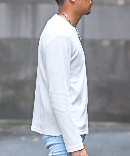 LUXSTYLE(ラグスタイル)の「ワッフル長袖Tシャツ(Tシャツ/カットソー・メンズ・ホワイト/ブラック/杢グレー・M/L/XL)」の17枚目の写真