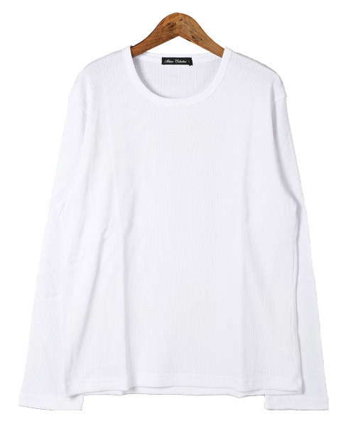 LUXSTYLE(ラグスタイル)の「ワッフル長袖Tシャツ(Tシャツ/カットソー・メンズ・ホワイト/ブラック/杢グレー・M/L/XL)」の7枚目の写真