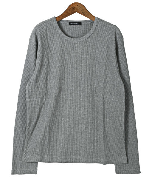 LUXSTYLE(ラグスタイル)の「ワッフル長袖Tシャツ(Tシャツ/カットソー・メンズ・ホワイト/ブラック/杢グレー・M/L/XL)」の8枚目の写真
