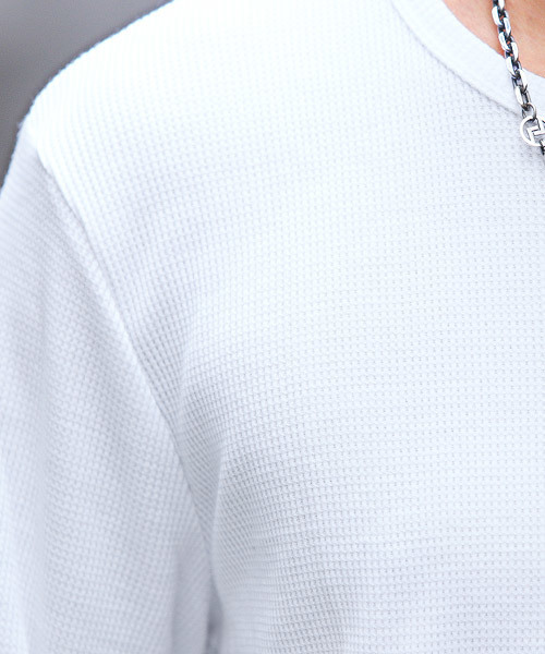 LUXSTYLE(ラグスタイル)の「ワッフル長袖Tシャツ(Tシャツ/カットソー・メンズ・ホワイト/ブラック/杢グレー・M/L/XL)」の10枚目の写真