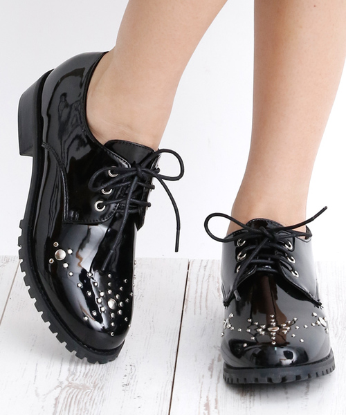 attagirl（アタガール）の「スタッズデザイン レースアップ シューズ（ドレスシューズ・レディース・ブラック/ブラック系その他・L/LL/S/M）」の6枚目の写真
