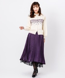 axes femme | サテンプリーツロングスカート(スカート)