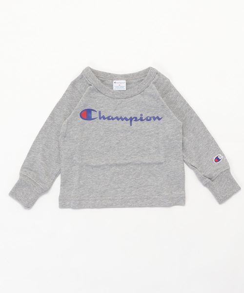 Champion(チャンピオン)の「【Champion/チャンピオン】キッズ ロングスリーブTシャツ(Tシャツ/カットソー・キッズ・グレー/オフホワイト/ブラック/ネイビー・90/100/140)」の1枚目の写真