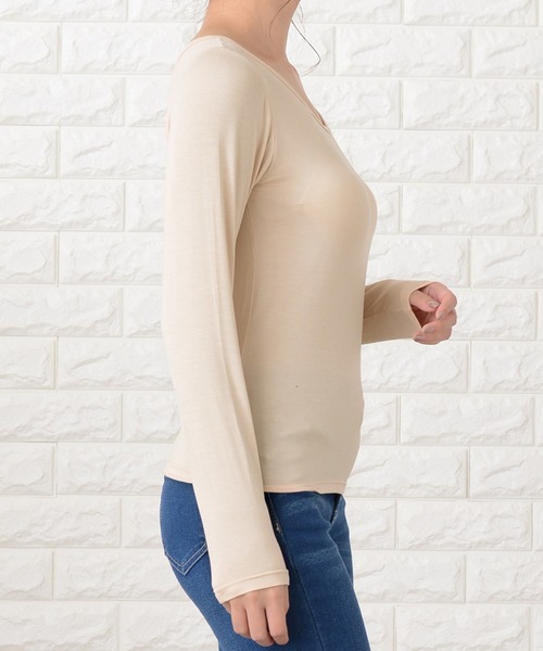 Lace Ladies（レースレディース）の「カップ付き長袖Tシャツトップスインナー（Tシャツ/カットソー・レディース・グレー/ホワイト/ベージュ/ブラック・S/L/XL/M/XXL）」の15枚目の写真