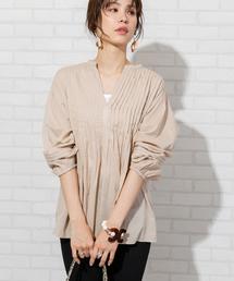 coen | 【WEB限定カラー】インドコットンタックブラウス#(シャツ/ブラウス)