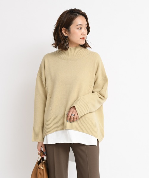 DouDou（ドゥドゥ）の「NEWBIGタートル（ニット/セーター・レディース・ホワイト/イエロー/キャメル・FREE）」の14枚目の写真