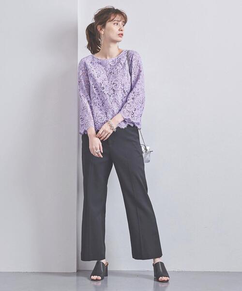 ユナイテッドアローズ　裾レーストップス　ネイビー UNITED ARROWS（ユナイテッドアローズ）の「スカラップレース