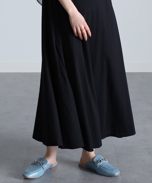 RANAN（ラナン）の「汗染み防止/接触冷感　ゆったりきれいめコットンＡラインボリュームＴシャツワンピース（ワンピース・レディース・ネイビー/モカ/ライトグレー/グリーン/ブルー/オレンジ系その他/ブラック/ピンク/チャコール・LL/M/L）」の15枚目の写真